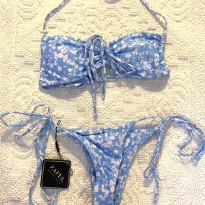 NWT ZAFUL Floral Blue Bikini 🦋